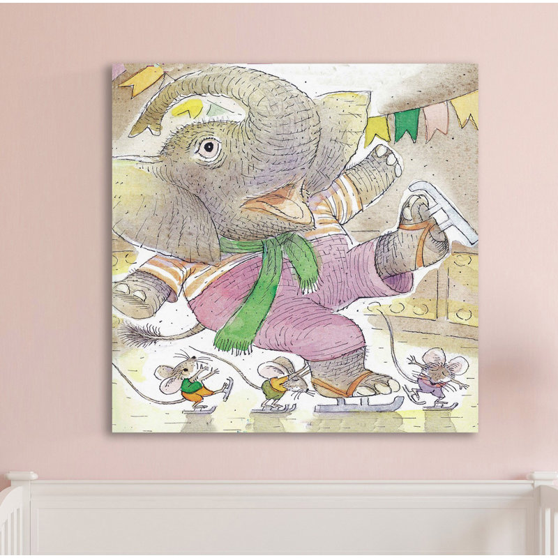 Elephant And Mouses - Painting on Canvas, 122cm H x 122cm W