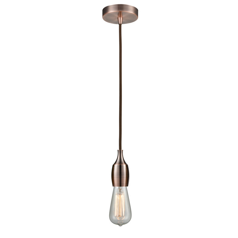 Luminaire suspendu pour une seule ampoule 1 lumières Nurseli, Cuivre antique / brun