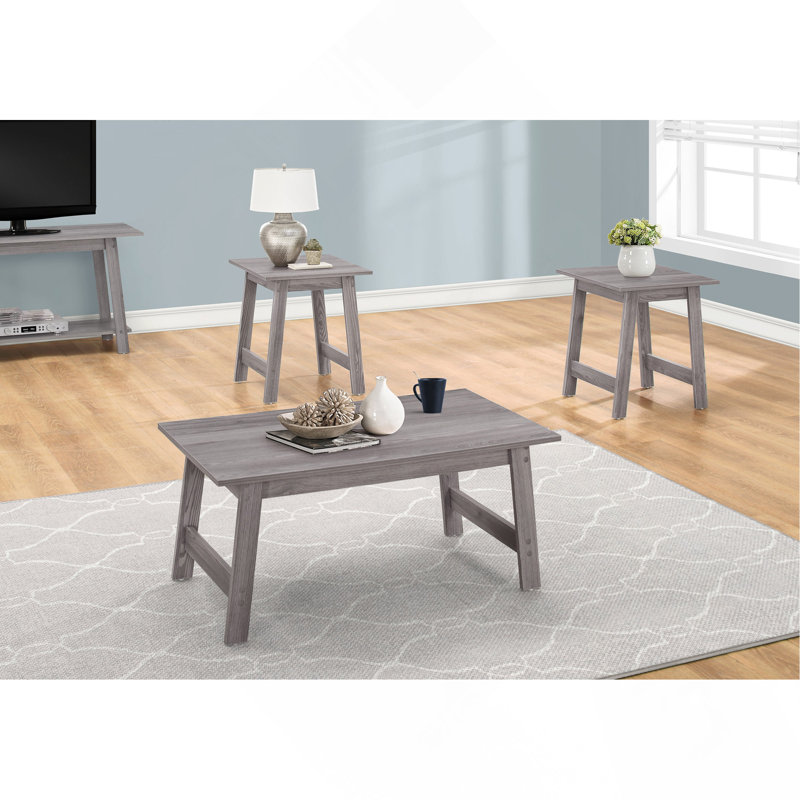Ensemble de table, ensemble de 3 pièces, café, bout, côté, décor, salon, stratifié gris, transitionnel