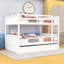 Lit superposé double en bois polyvalent avec lit gigogne simple et garde-corps de sécurité-121083507