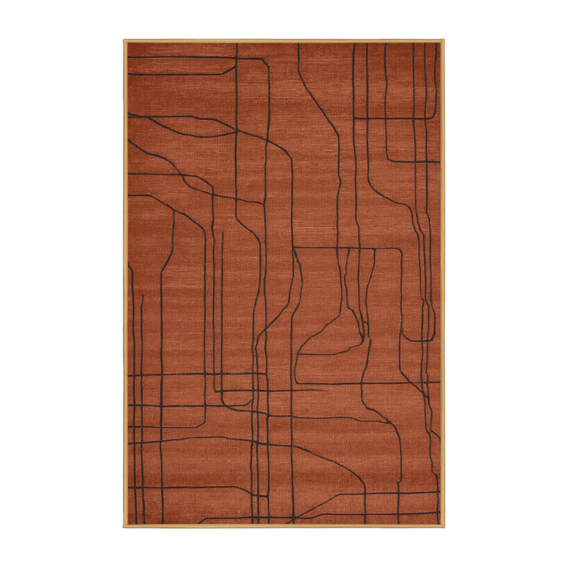 Machine Washable Abstract Brown Area Rug, Rectangle 2' x 3'