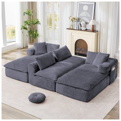 [NEW ARRIVED] [VIDEO PROVIDED]  149" Oversized Sectional Couches,U Shaped Couch,Deep Seat,7-In-1 Modular Sofa, No Assembly,Side Pocket,Movable Sofa Armrests,Corduroy,4 Cushion Back,6 Seats