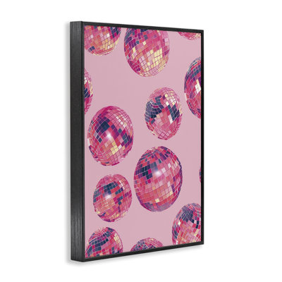 Vivid Pink Disco Pattern Framed Giclee, design by LSR Design Studio