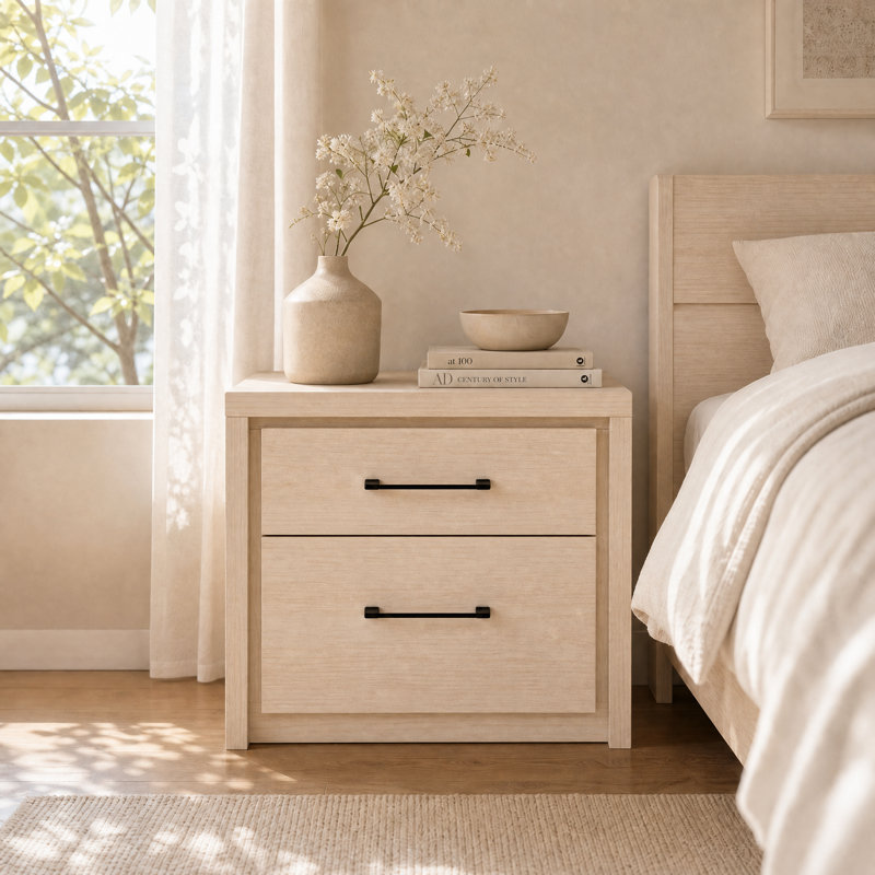 68.6cm W Bedside Table, Ivory White, Individual