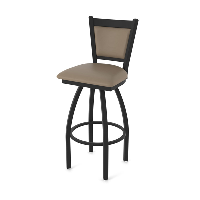 Tabouret pivotant Hadleigh, Noir froissé, Vinyle - naturel Canter, Tabouret de bar (siège d'une hauteur de 36 po)