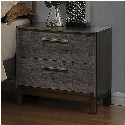 1 piece of antique gray living room furniture bedside table with metal slides and brass handles
