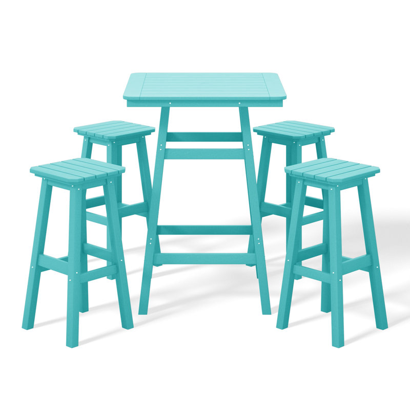 Laguna 5-Piece Square Bar Set, Teal