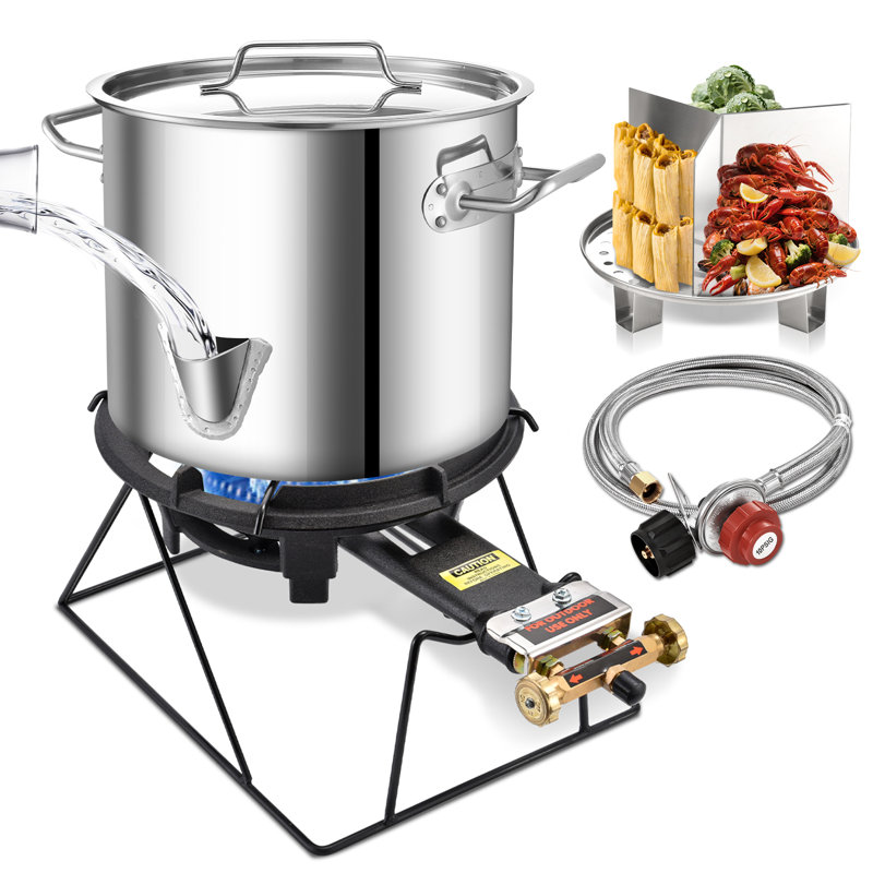 Cuit-vapeur ARC en acier inoxydable avec brûleur à propane de 8 W pour la cuisine extérieure (24 chopines), 24 QT