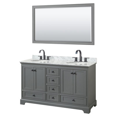 Deborah 60'' Double Bathroom Vanity with Marble Top
