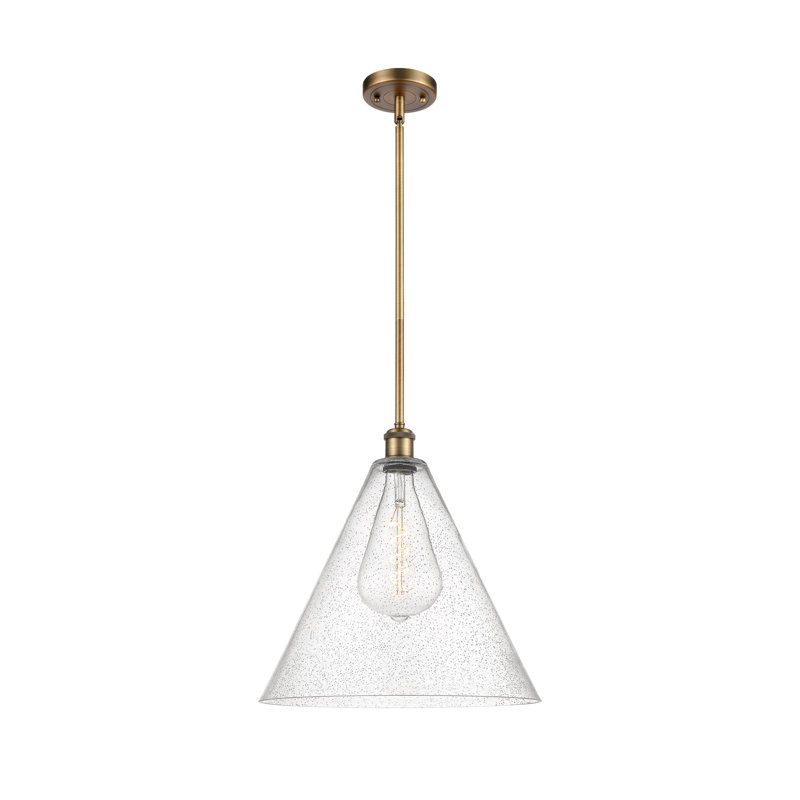 Luminaire suspendu en forme de globe à 1 lumière Anairis, H 49,75 po x l 16 po x P 16 po, Ampoule non incluse, Laiton brossé
