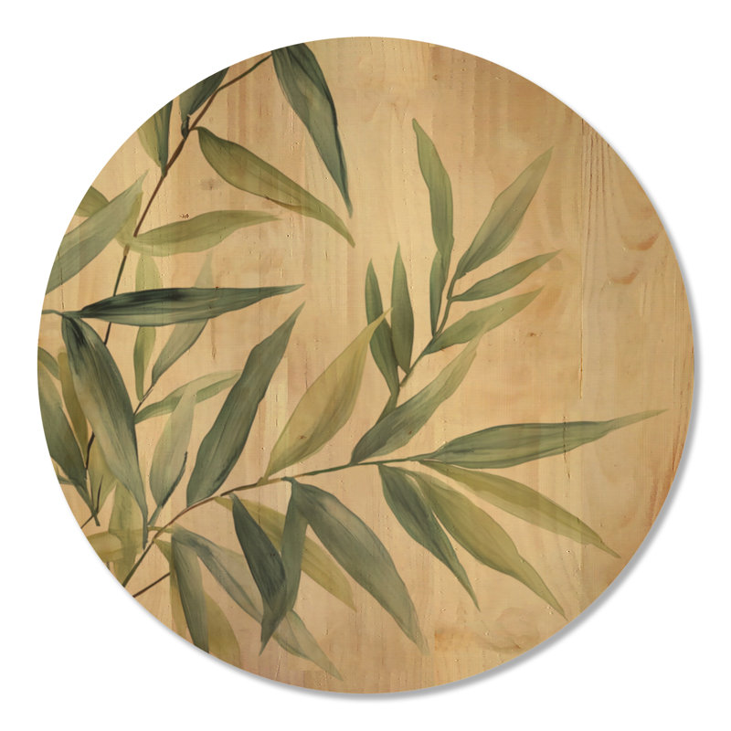 Serene Bamboo Grove I - Décoration murale ronde en bois à motif de feuillage, Rond 36 po