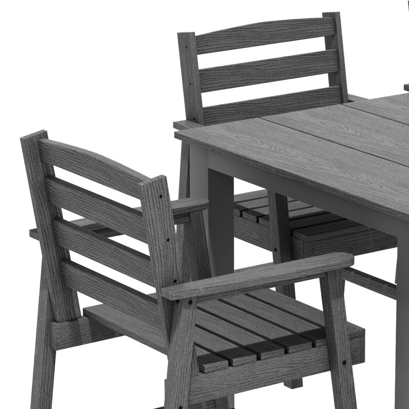 Six-piece Outdoor Patio Dining Table Set, Gray