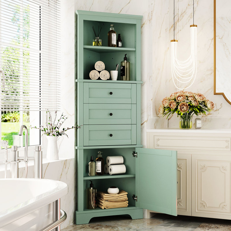 3 Drawers Storage Cabinet With Adjustable Shelves For Different Spaces Tall And Shelf Home Decoration Idea, Green