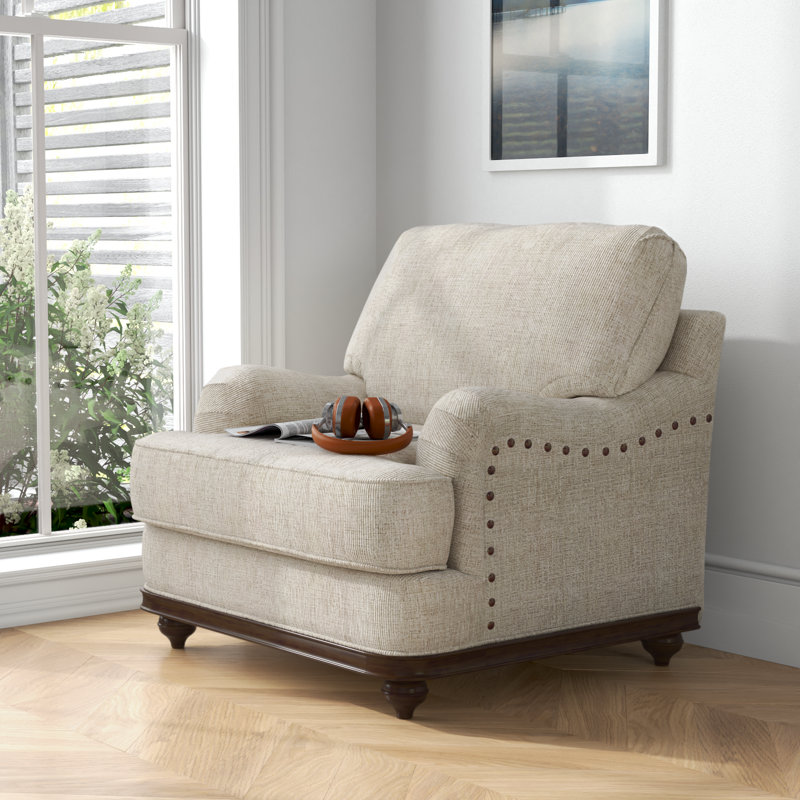 Fauteuil club en polyester de 41 po de large, Amande clair