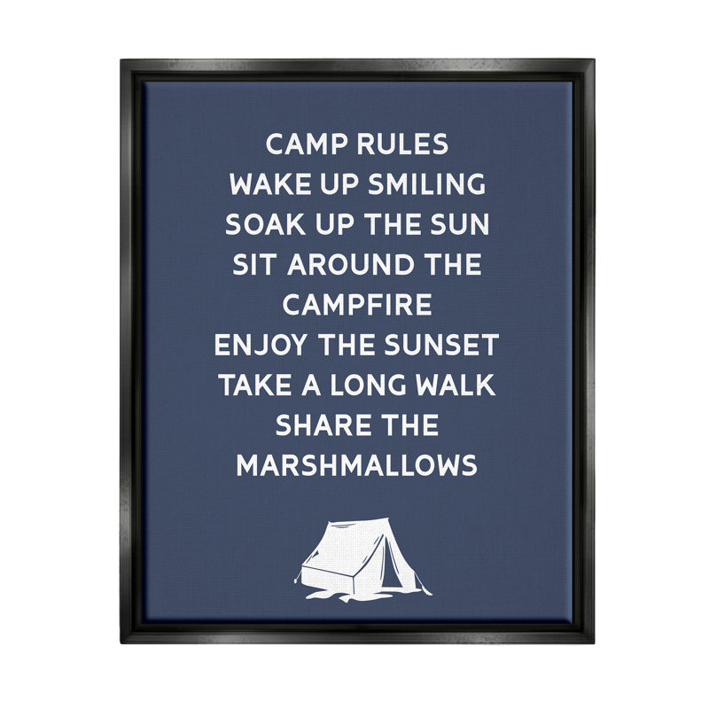 «Camp Rules», panneau de texte «Enjoy camping tente», art mural par Lil '' Rue, H 21 po x l 17 po x P 1,7 po