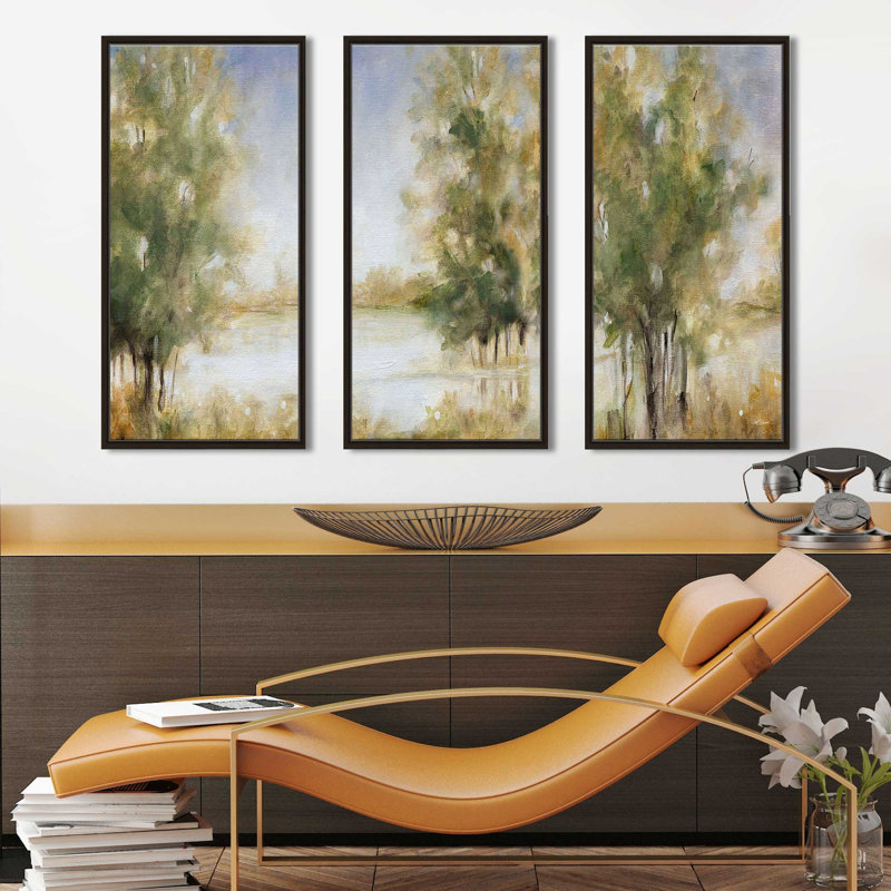 «Waterway Grove» par Carol Robinson, reproduction sur toile flottante 3 pièces, H 33,5 po x l 52,5 po x P 2 po