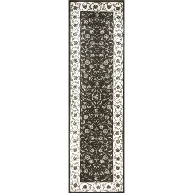 Tapis brun / ivoire Pisa, Tapis de couloir 2 pi 2 po x 7 pi 7 po
