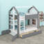 Lit de maison moderne avec tiroirs de rangement, tablettes et conception compacte-386572796