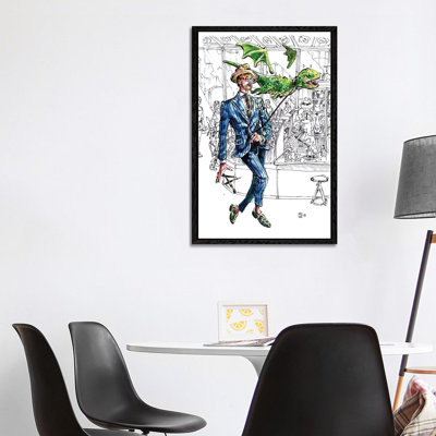 The Dragon Man Gets Coffee by Sunflowerman - Gallery-Wrapped Canvas Giclée on Canvas