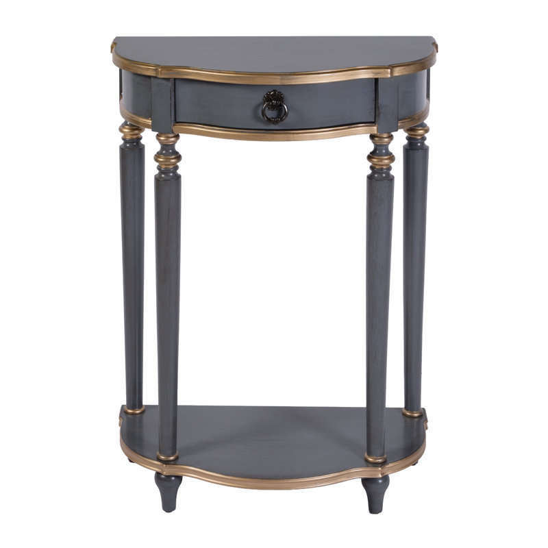 Ashby Demilune Console Table with Storage, Pastel Blue