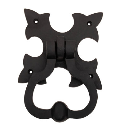Sakega Gothic Iron Made Forged Door Knocker, Old Medieval Look, Black