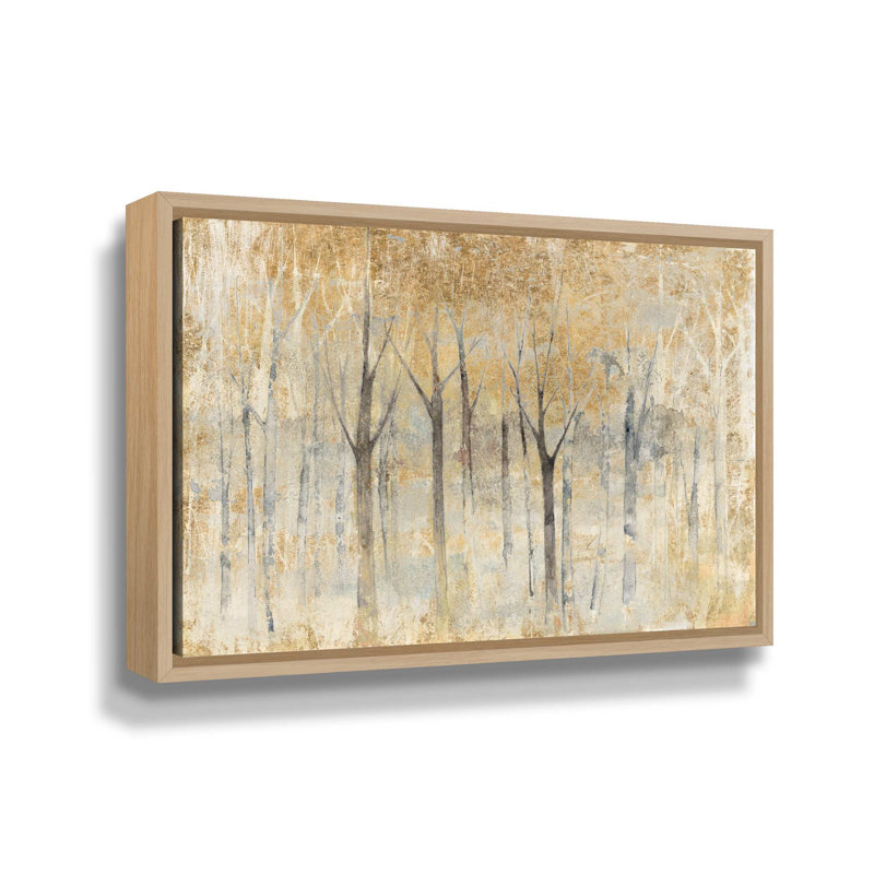«Seasons End Gold», reproduction sur toile tendue, H 12 po x l 18 po x P 2 po, Cadre flottant chêne blanc