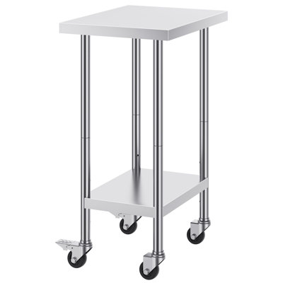 Table de travail en acier inoxydable 24 pièces 18 x 38 x 38 pouces SUS201 avec 4 roulettes pivotantes
