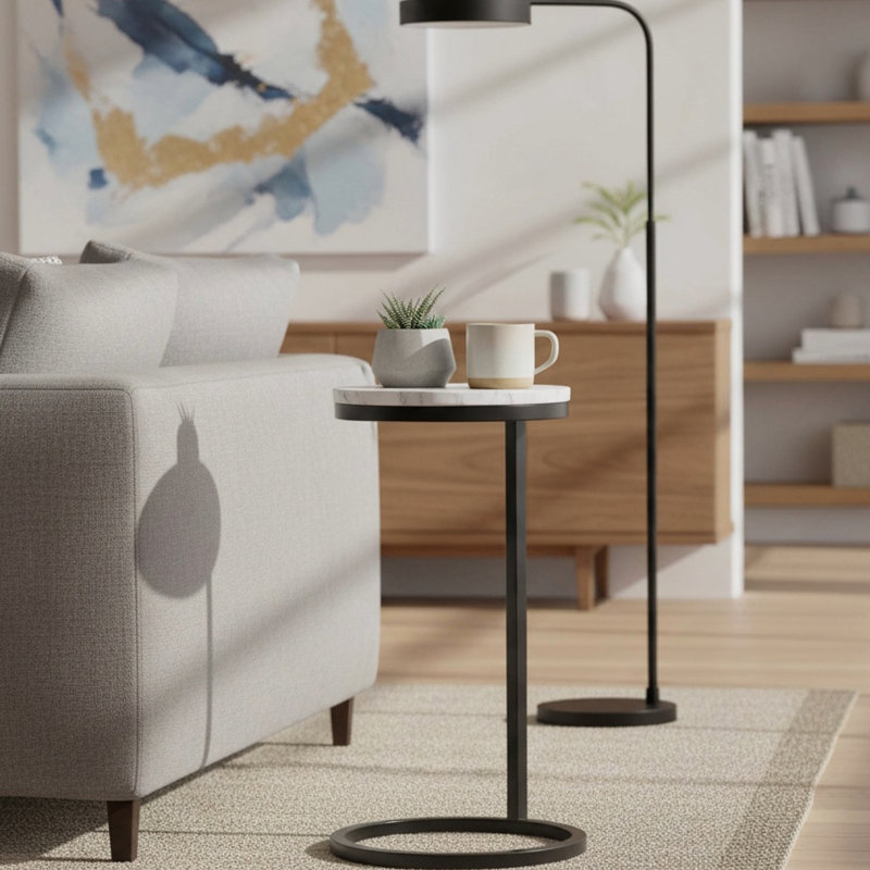 Table d'appoint ronde avec pieds en métal