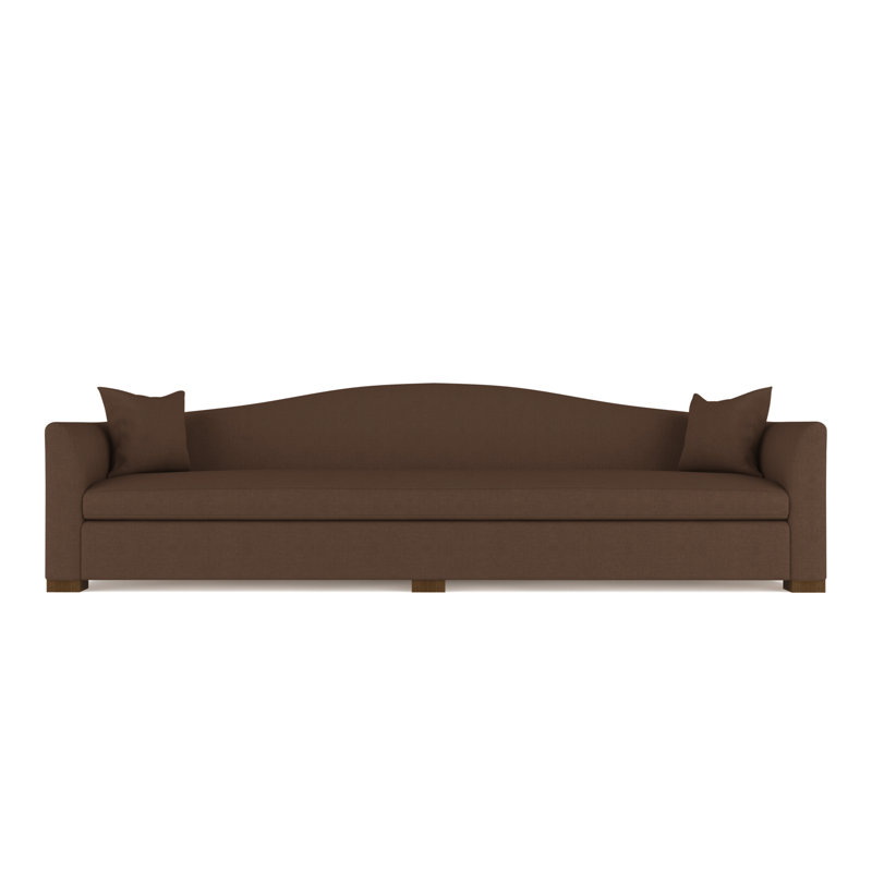Horatio Camelback Taper Curved-Arm Extra Long Sofa, Pebble Weave Linen Alabaster, Natural, 33" H x 120" W x 40" D