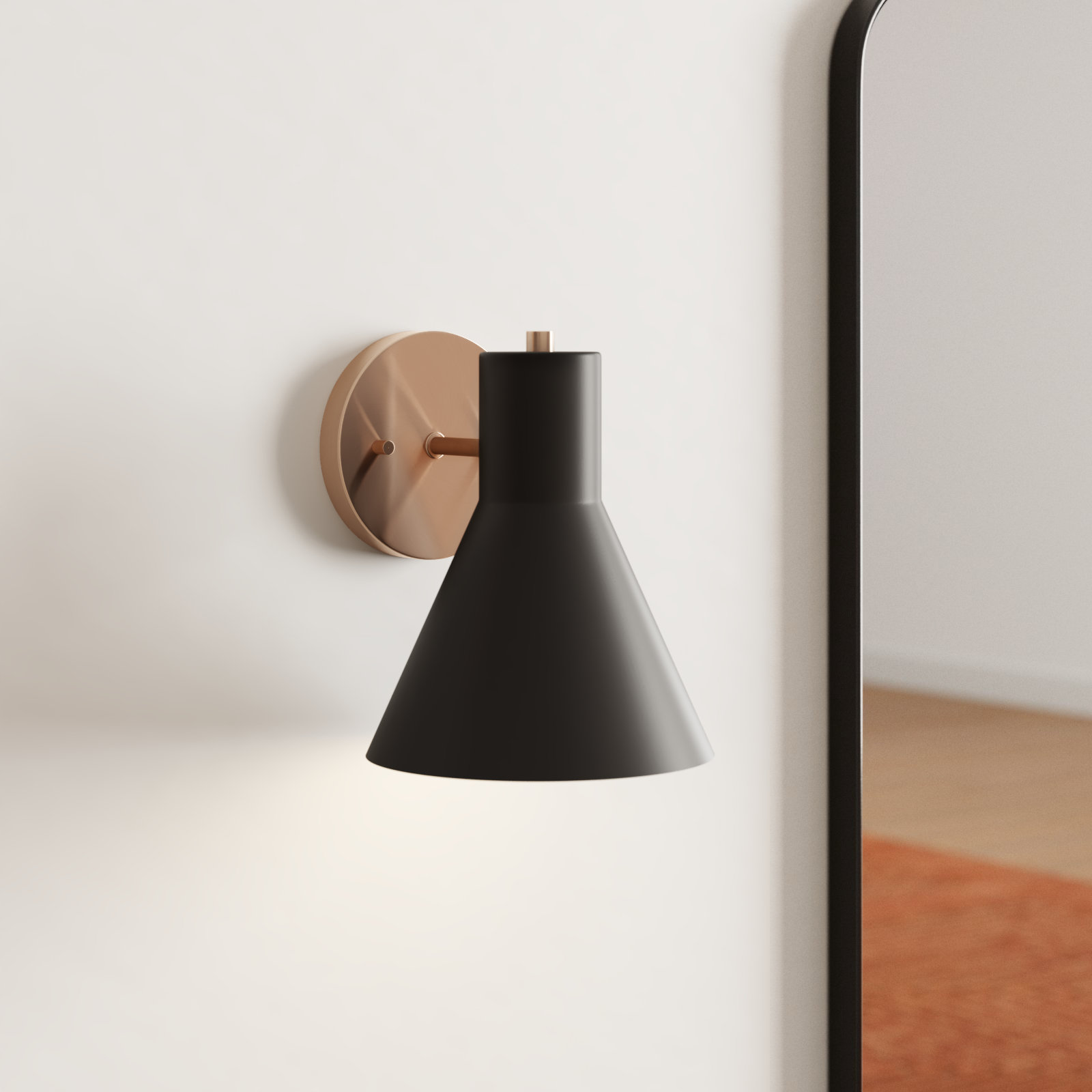 Byers Single Light Dimmable Armed Sconce, No, Satin Brass/Steel Black