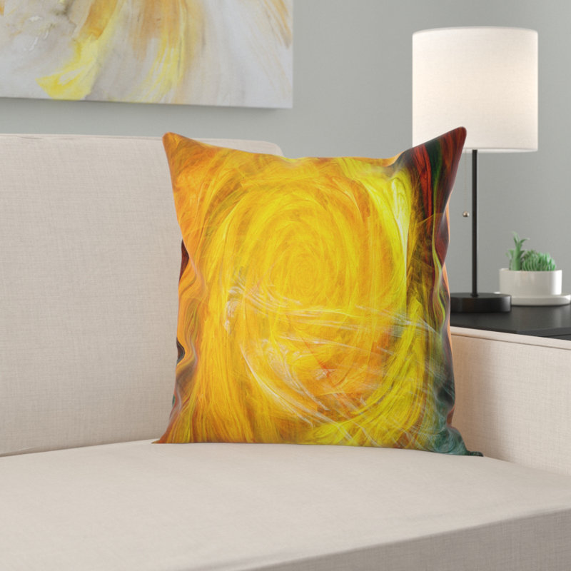 Mystic Abstract Fractal Rose - Coussin imprimé abstrait, 16 po x 1 po, Coussin décoratif