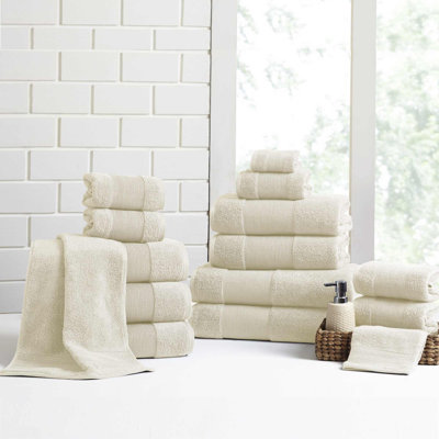 Modern Threads - Ensemble de serviettes en coton 100% zéro torsion 18 pièces Air Cloud - Serviettes de bain, débarbouillettes et débarbouillettes - Super absorbant et séchage rapide - 500 g / m² - Doux et moelleux