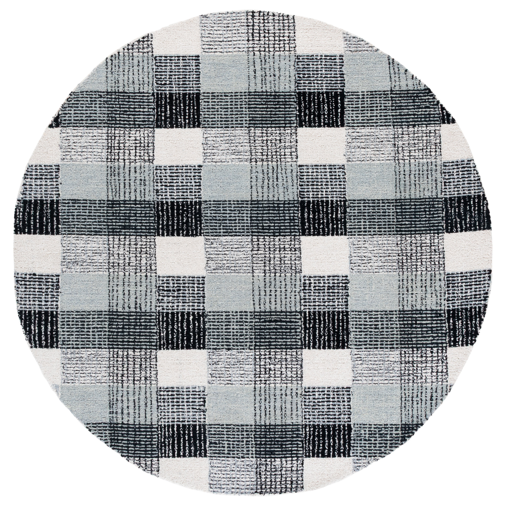 Genre Hand Tufted Wool;Cotton Plaid Rug, Round 6'