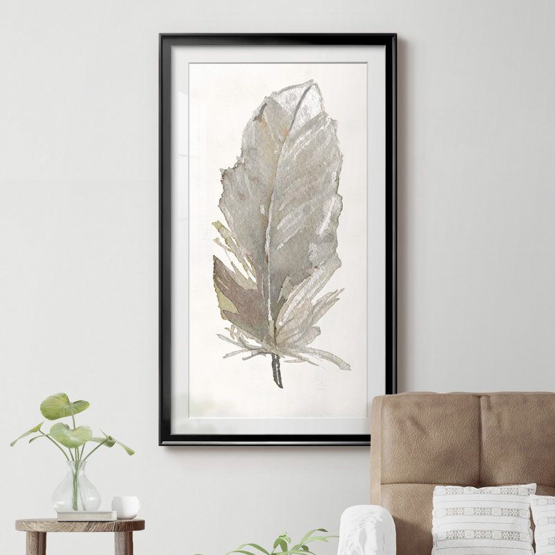 Neutre plume III - Reproduction d'art graphique sur papier encadré, H 22,5 po x l 42,5 po x P 1,5 po, Papier noir