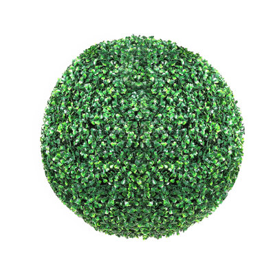 Zain Artificial Boxwood Topiary Balls, Set of 2, Lifelike Poly Silk 15 Inch