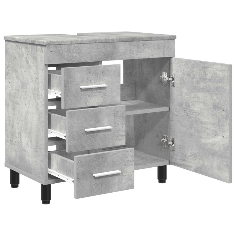 60cm Bathroom Vanity Base Only, Concrete Grey