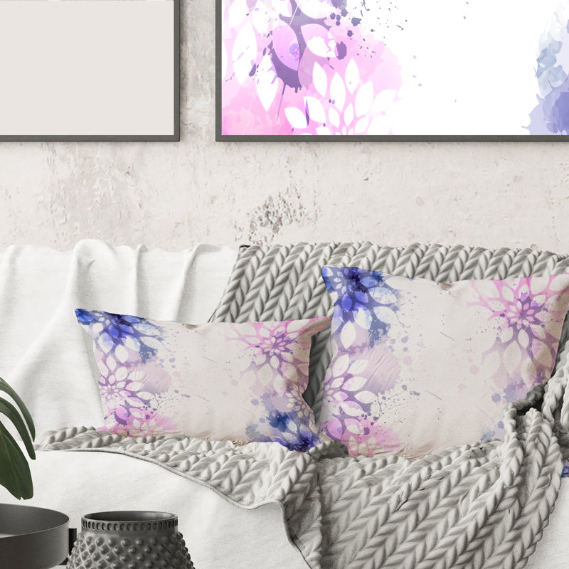 Mauve et rose abstrait avec éclaboussures colorées II - coussin moderne imprimé