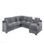 Canapé modulaire en chenille gris clair de 141,5 po avec méridienne, porte-gobelets et ports de recharge-418017155