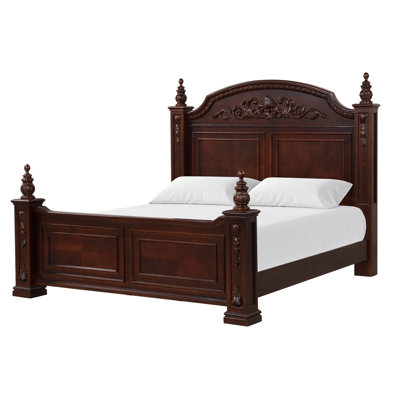 Grand lit tapissier Lyndon, cerisier