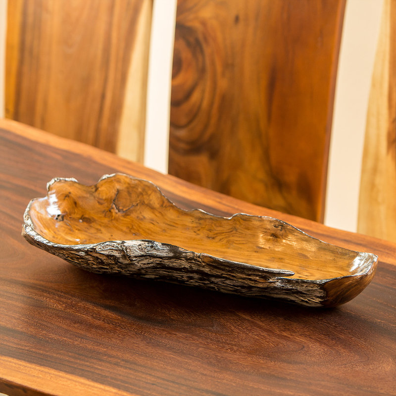 Teak New Long Tray - Burnt Finish   24 x 12 x 6"H