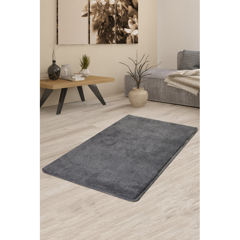 Tapis rond en acrylique de qualité supérieure, 35,4 pouces de diamètre, couleur fumée | 100% acrylique, hauteur des poils: 0,7 à 1,2 po, 3,2 lb / pied carré | Antibactérien, antidérapant, dessous lavable à la machine | Parfait pour les salons et 