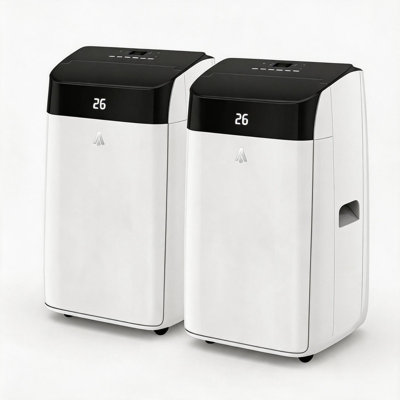 2PCS 14,000 BTU Portable Air Conditioner, 3-in-1 AC Unit Cools Up to 700 Sq. Ft., Free-Standing Dehumidifier & Fan with Remote, 24H Timer, Sleep Mode, Rolling Wheels for Bedroom, Home Office, Garage