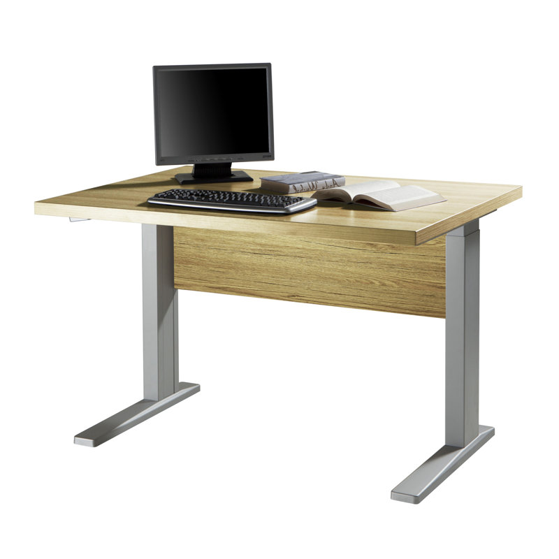 Stampa Writing Desk, 70cm H x 120cm W x 80cm D, Brown/Silver