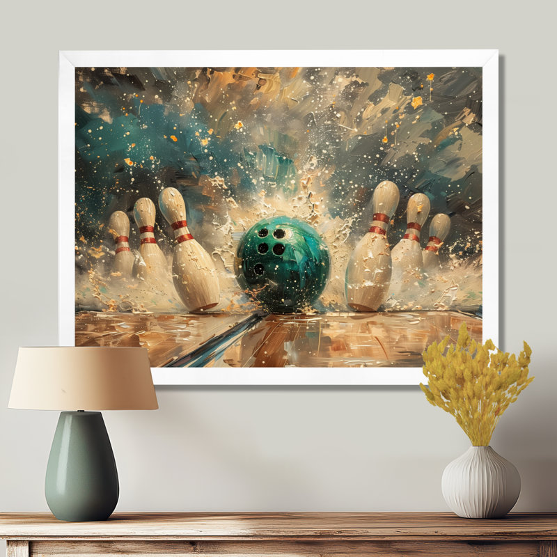 Savoie - Bowling, art mural encadré, Cadre simple blanc, H 34 po x l 44 po x P 1,5 po
