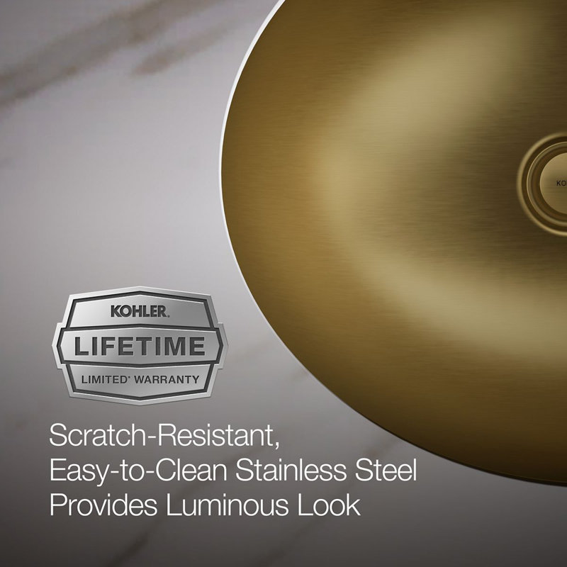 Bachata®20" Oval Drop-In/Undermount Bathroom Sink, No Overflow, Vibrant Brushed Moderne Brass