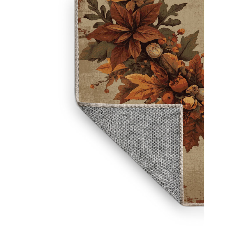 Machine Washable Adamek Thanksgiving Modern & Contemporary Abstract Rug in Beige – Beige Binding, 8x12