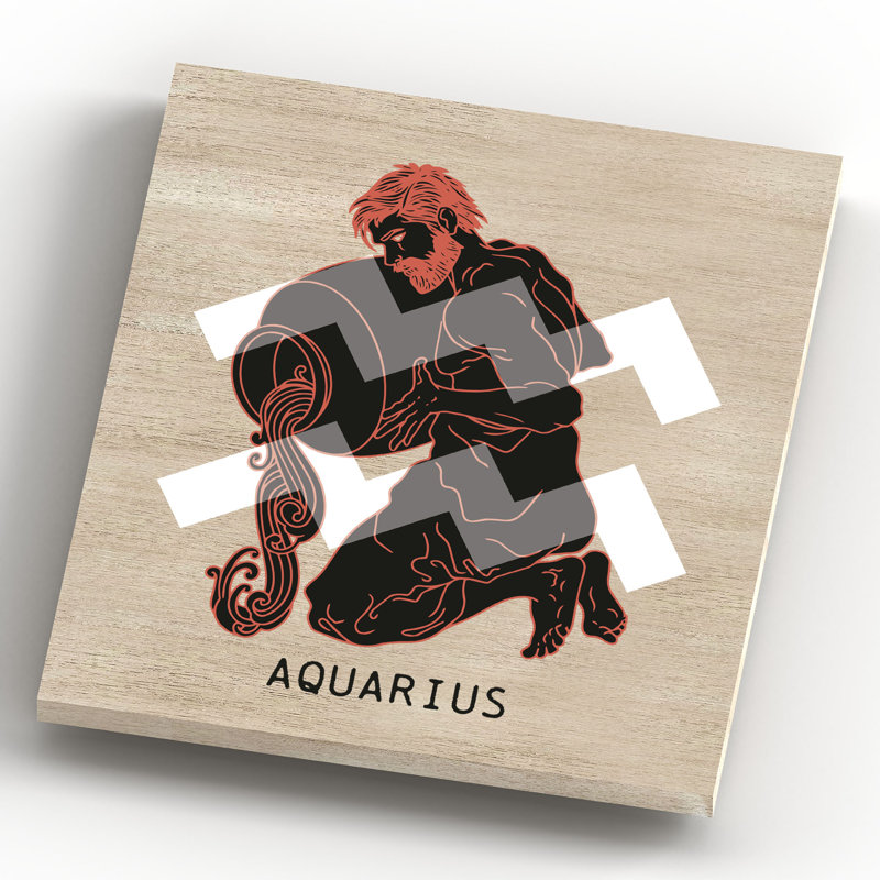 Kana Zodiac Aquarius - Print on Wood