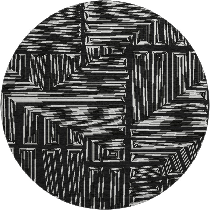 Premium Machine Washable Harrietstown AMF1045 Geometric Rug, Round 8'