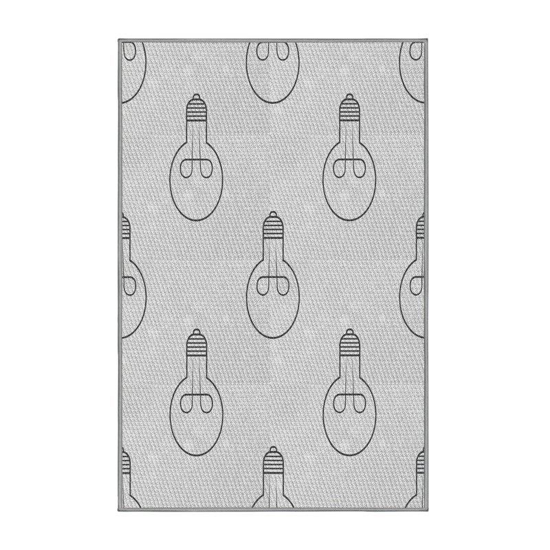 Tapis rond rond gris en laine, Rectangle 5 pi x 7 pi