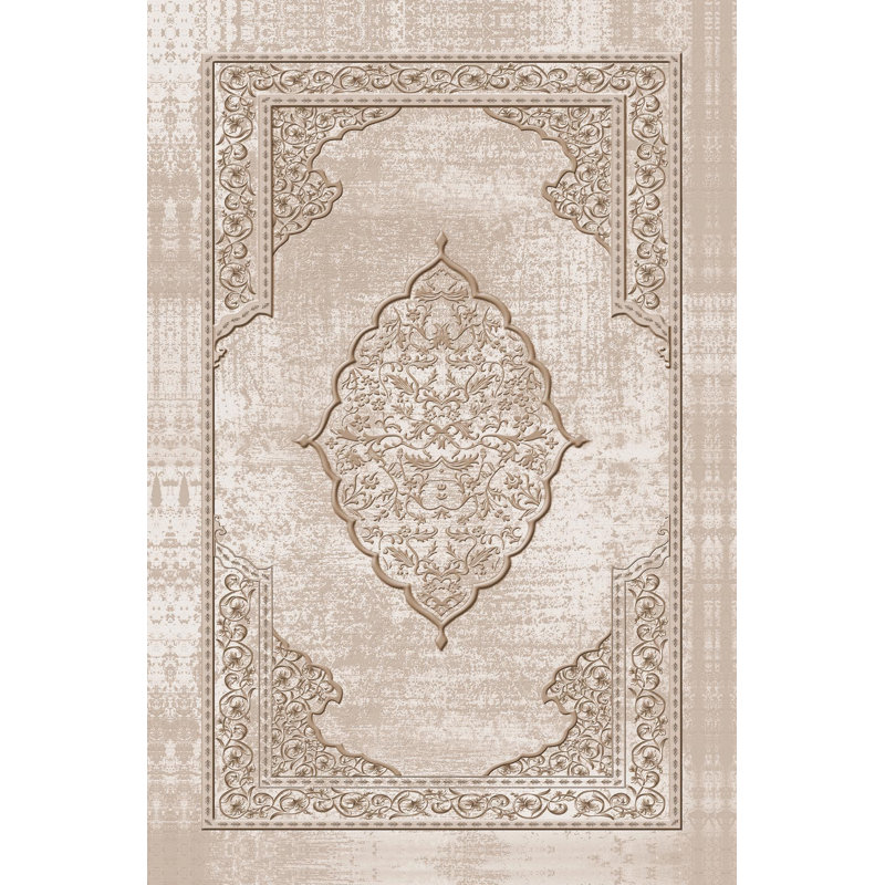 Stylish Woven Carpet (4 x 6 Feet), 100% Polyester, 0.3 in Pile Height | Antibacterial, Non-Slip PVC Dot Underside | Machine Washable, 3D Digital Printed Design | Perfect for Living Room, Bedroom & Office Decor
